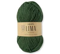 Frida's Wollhaus Drops 50 g Lima Uni und Mix Wolle Garn Stricken Häkeln Schurwolle Alpaka Filzen 36 Farben (Uni 9030 | Efeu Dunkel)