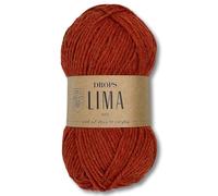 Frida's Wollhaus Drops 50 g Lima Uni und Mix Wolle Garn Stricken Häkeln Schurwolle Alpaka Filzen 36 Farben (Mix 0707 | Rost)