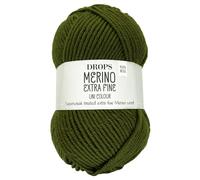 Frida's Wollhaus Drops 50 g Merino Extra Fine Mulesingfrei Waschbar Häkeln Stricken 46 Farben (uni colour 52 | Grünes Blatt)