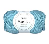 Frida's Wollhaus Drops 50 g Muskat Baumwolle Stricken Häkeln Wolle Garn mercerisiert 45 Farben (02 | Hellblau)