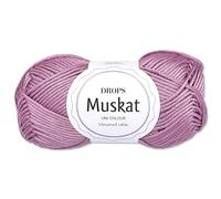 Frida's Wollhaus Drops 50 g Muskat Baumwolle Stricken Häkeln Wolle Garn mercerisiert 45 Farben (04 | Flieder)