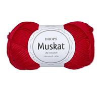 Frida's Wollhaus Drops 50 g Muskat Baumwolle Stricken Häkeln Wolle Garn mercerisiert 45 Farben (12 | Rot)