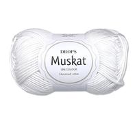 Frida's Wollhaus Drops 50 g Muskat Baumwolle Stricken Häkeln Wolle Garn mercerisiert 45 Farben (18 | Weiß)