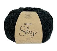 Frida's Wollhaus Drops 50 g Sky Stricken Häkeln Alpaca Schurwolle Alpaka Superweich 31 Farben (05 | Schwarz Mix)