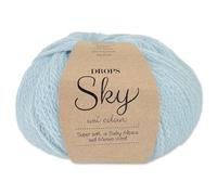 Frida's Wollhaus Drops 50 g Sky Stricken Häkeln Alpaca Schurwolle Alpaka Superweich 31 Farben (31 | Eisblau Uni)