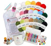 Frida's Wollhaus Frida's Garn-Set Dolce 67-teilig Chenille Wolle Tasse Häkeladeln Füllwatte Maschenmarkierer Handmade-Label