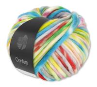 Frida's Wollhaus Lana Grossa 100 g Confetti Wolle Garn Stricken Merino Dochtgarn dick 10 Farben (6 | Flieder/Blauviolett/Rost/Senf/Rohweiß/Petrol)