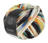 Frida's Wollhaus Lana Grossa 100 g Confetti Wolle Garn Stricken Merino Dochtgarn dick 10 Farben (7 | Rohweiß/Rost/Petrol/Anthrazit/Orange)