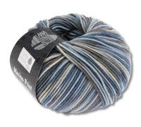 Frida's Wollhaus Lana Grossa 50 g Cool Wool Print Merino Wolle Garn Häkeln Stricken 16 Farben (763 | Hellblau/Grège/Graubraun/Blaugrau)