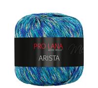 Frida's Wollhaus Pro Lana 25 g Arista Häkelgarn Effektgarn Glitzergarn Lurexgarn weich 12 Farben (353 | Blau-türkis-gelb)