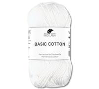 Frida's Wollhaus Pro Lana 50 g Basic Cotton Baumwolle Stricken Häkeln Wolle Basic-Garn 64 Farben (01 | Weiß)