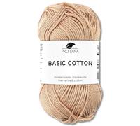 Frida's Wollhaus Pro Lana 50 g Basic Cotton Baumwolle Stricken Häkeln Wolle Basic-Garn 64 Farben (08 | Hellbraun)