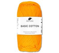 Frida's Wollhaus Pro Lana 50 g Basic Cotton Baumwolle Stricken Häkeln Wolle Basic-Garn 64 Farben (124 | Maisgelb)