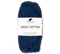 Frida's Wollhaus Pro Lana 50 g Basic Cotton Baumwolle Stricken Häkeln Wolle Basic-Garn 64 Farben (150 | Nachtblau)