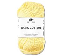 Frida's Wollhaus Pro Lana 50 g Basic Cotton Baumwolle Stricken Häkeln Wolle Basic-Garn 64 Farben (21 | Pastellgelb)