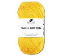 Frida's Wollhaus Pro Lana 50 g Basic Cotton Baumwolle Stricken Häkeln Wolle Basic-Garn 64 Farben (22 | Gelb)