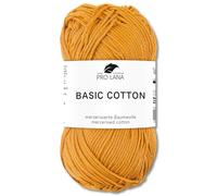 Frida's Wollhaus Pro Lana 50 g Basic Cotton Baumwolle Stricken Häkeln Wolle Basic-Garn 64 Farben (24 | Ocker)