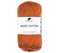 Frida's Wollhaus Pro Lana 50 g Basic Cotton Baumwolle Stricken Häkeln Wolle Basic-Garn 64 Farben (25 | Rostbraun)