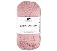 Frida's Wollhaus Pro Lana 50 g Basic Cotton Baumwolle Stricken Häkeln Wolle Basic-Garn 64 Farben (32 | Altrosa)