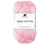 Frida's Wollhaus Pro Lana 50 g Basic Cotton Baumwolle Stricken Häkeln Wolle Basic-Garn 64 Farben (33 | Babyrosa)