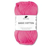 Frida's Wollhaus Pro Lana 50 g Basic Cotton Baumwolle Stricken Häkeln Wolle Basic-Garn 64 Farben (36 | Pink)