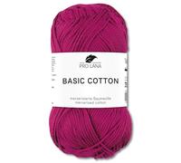 Frida's Wollhaus Pro Lana 50 g Basic Cotton Baumwolle Stricken Häkeln Wolle Basic-Garn 64 Farben (46 | Brombeere)