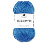Frida's Wollhaus Pro Lana 50 g Basic Cotton Baumwolle Stricken Häkeln Wolle Basic-Garn 64 Farben (51 | Mittelblau)