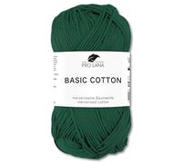 Frida's Wollhaus Pro Lana 50 g Basic Cotton Baumwolle Stricken Häkeln Wolle Basic-Garn 64 Farben (72 | Tannengrün)