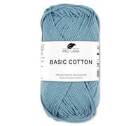 Frida's Wollhaus Pro Lana 50 g Basic Cotton Baumwolle Stricken Häkeln Wolle Garn Basic-Garn 105 Farben (267 | Kachelblau)