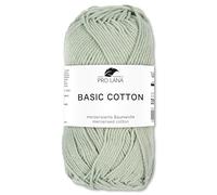 Frida's Wollhaus Pro Lana 50 g Basic Cotton Baumwolle Stricken Häkeln Wolle Garn Basic-Garn 105 Farben (273 | Reseda)