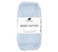 Frida's Wollhaus Pro Lana 50 g Basic Cotton Baumwolle Stricken Häkeln Wolle Garn Basic-Garn 105 Farben (256 | Babyblau)