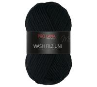 Frida's Wollhaus Pro Lana 50 g Wash Filz uni Filzwolle Stricken Häkeln Garn flauschig 26 Farben (199 | Schwarz)