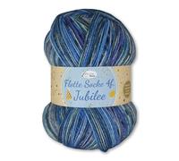 Frida's Wollhaus Rellana 100 g Flotte Socke 4 f. Jubilee Schurwolle superwash OEKO-Tex 6 Farben (1761 hellblau-dunkelblau-grau)
