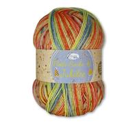 Frida's Wollhaus Rellana 100 g Flotte Socke 4 f. Jubilee Schurwolle superwash OEKO-Tex 6 Farben (1763 gelb-orange-capri)