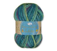 Frida's Wollhaus Rellana 100 g Flotte Socke 4 f. Jubilee Schurwolle superwash OEKO-Tex 6 Farben (1764 | türkis-gelb-rot-flieder)