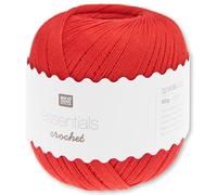 Frida's Wollhaus Rico Design 50 g Essentials Crochet Häkelgarn Baumwolle mercerisiert Amigurumi 24 Farben (004 | Rot)