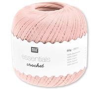 Frida's Wollhaus Rico Design 50 g Essentials Crochet Häkelgarn Baumwolle mercerisiert Amigurumi 24 Farben (014 | Puder)