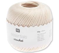 Frida's Wollhaus Rico Design 50 g Essentials Crochet Häkelgarn Baumwolle mercerisiert Amigurumi 24 Farben (032 | Creme)