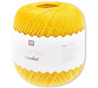 Frida's Wollhaus Rico Design 50 g Essentials Crochet Häkelgarn Baumwolle mercerisiert Amigurumi 24 Farben (013 | Gelb)