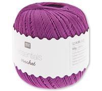 Frida's Wollhaus Rico Design 50 g Essentials Crochet Häkelgarn Baumwolle mercerisiert Amigurumi 24 Farben (007 | Lila)