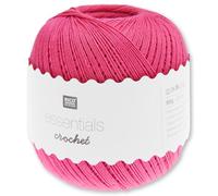 Frida's Wollhaus Rico Design 50 g Essentials Crochet Häkelgarn Baumwolle mercerisiert Amigurumi 24 Farben (005 | Pink)