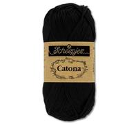 Frida's Wollhaus Scheepjes 10 g Catona 100% Baumwolle Stricken Häkeln Amigurumi Wolle 113 Farben (110 | Jet Black)