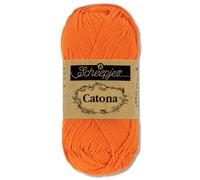 Frida's Wollhaus Scheepjes 50 g Catona 100% Baumwolle Stricken Häkeln Amigurumi 109 Farben (281 | Tangerine)