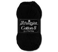 Frida's Wollhaus Scheepjes 50 g Cotton 8 100% Baumwolle Stricken Häkeln Wolle Garn Amigurumi 48 Farben (515 | Schwarz)