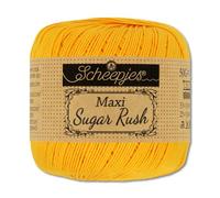 Frida's Wollhaus Scheepjes 50 g Maxi Sugar Rush Häkelgarn Filethäkeln Baumwolle 87 Farben (208 | Yellow Gold)