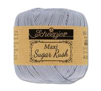 Frida's Wollhaus Scheepjes 50 g Maxi Sugar Rush Häkelgarn Filethäkeln Baumwolle 87 Farben (618 | Silver)