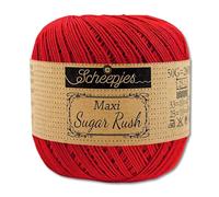 Frida's Wollhaus Scheepjes 50 g Maxi Sugar Rush Häkelgarn Filethäkeln Baumwolle 87 Farben (722 | Red)