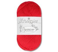 Frida's Wollhaus Scheepjes 50 g Organicon 100% Baumwolle Stricken Häkeln Wolle Garn Amigurumi 70 Farben (244 | Red Rose)