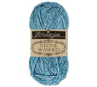 Frida's Wollhaus Scheepjes 50 g Stone Washed Stricken Häkeln seidenweich Wolle Garn 36 Farben (805 | Blue Apatite)
