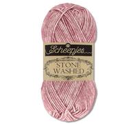 Frida's Wollhaus Scheepjes 50 g Stone Washed Stricken Häkeln seidenweich Wolle Garn 36 Farben (808 | Corundum Ruby)